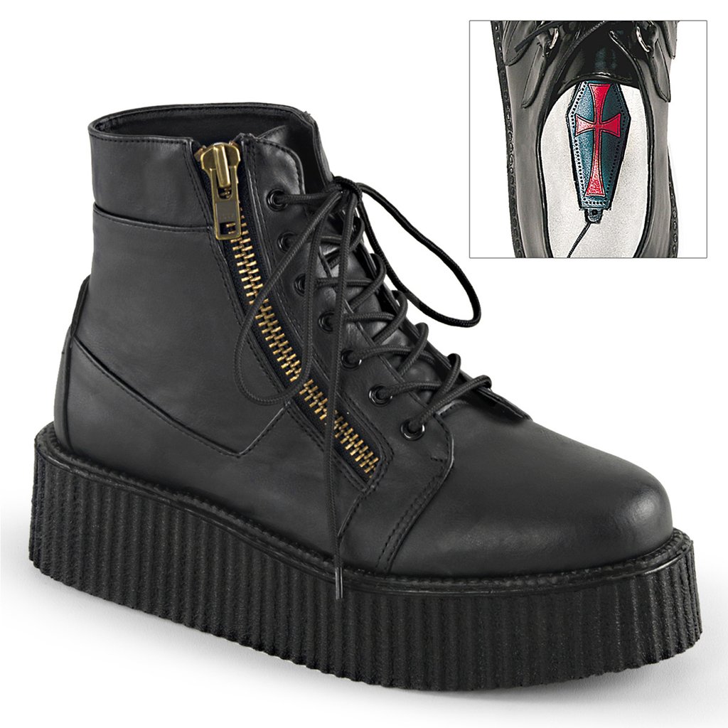 Creepers Demonia V Creeper 571 Vegan Cuir Homme - Noir 64132-GJCL